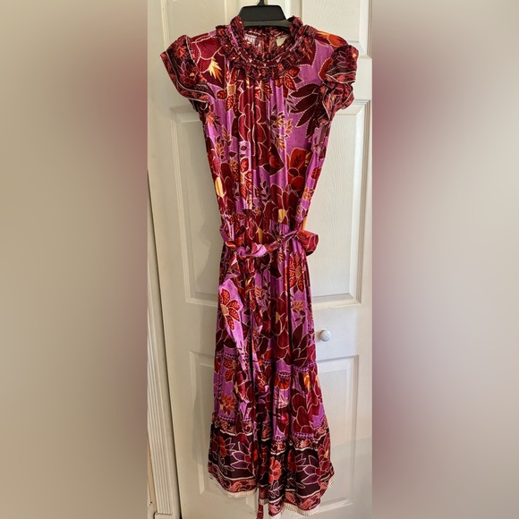Farm Rio NWT's floral Women's Dress with belt and beading Perfect for spring! - Picture 11 of 11
